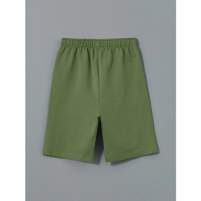 LCW Kids EKRU Bisiklet Yaka Baskılı Erkek Çocuk Tişört ve Şort 2li