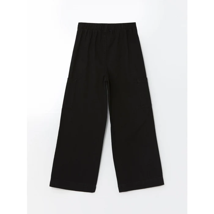 LCW Kids SİYAH Beli Lastikli Kız Çocuk Kargo Pantolon