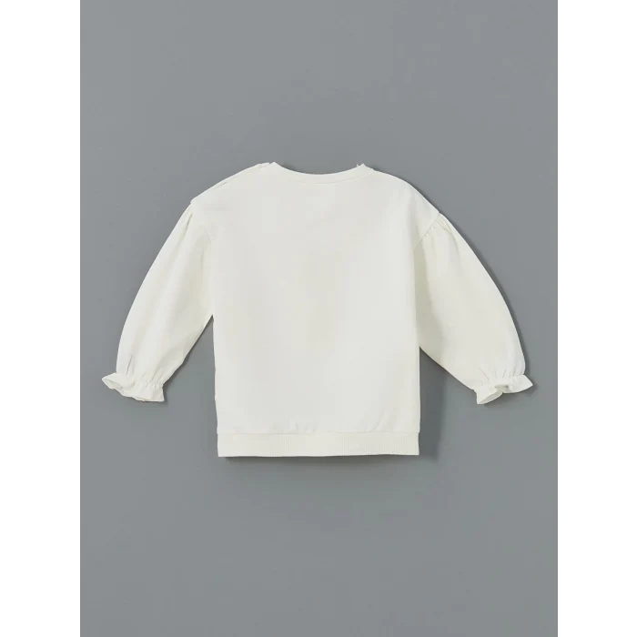 LCW baby EKRU Bisiklet Yaka Kiraz Baskılı Kız Bebek Sweatshirt ve Tayt 2li