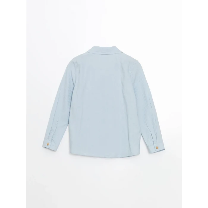 LCW Kids MAVİ Dokulu Krinkle Erkek Çocuk Gömlek