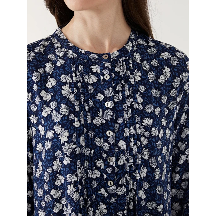 LCW Grace MAVİ Bisiklet Yaka Çiçekli Kadın Elbise