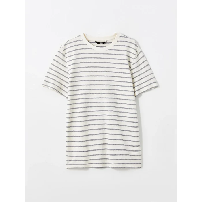 XSIDE İNDİGO Bisiklet Yaka Kısa Kollu Çizgili Penye Erkek Tişört