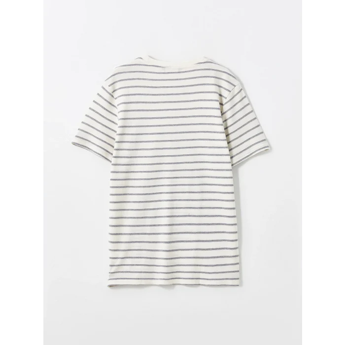 XSIDE İNDİGO Bisiklet Yaka Kısa Kollu Çizgili Penye Erkek Tişört