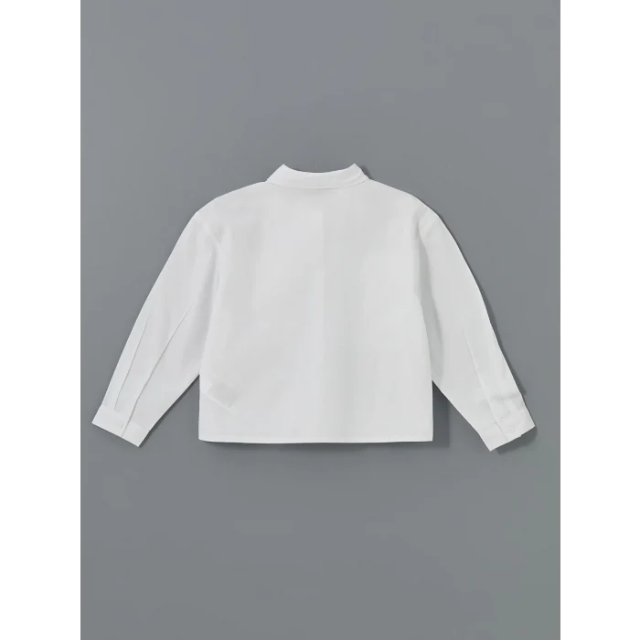 LCW Kids BEYAZ Basic Uzun Kollu Kız Çocuk Crop Gömlek