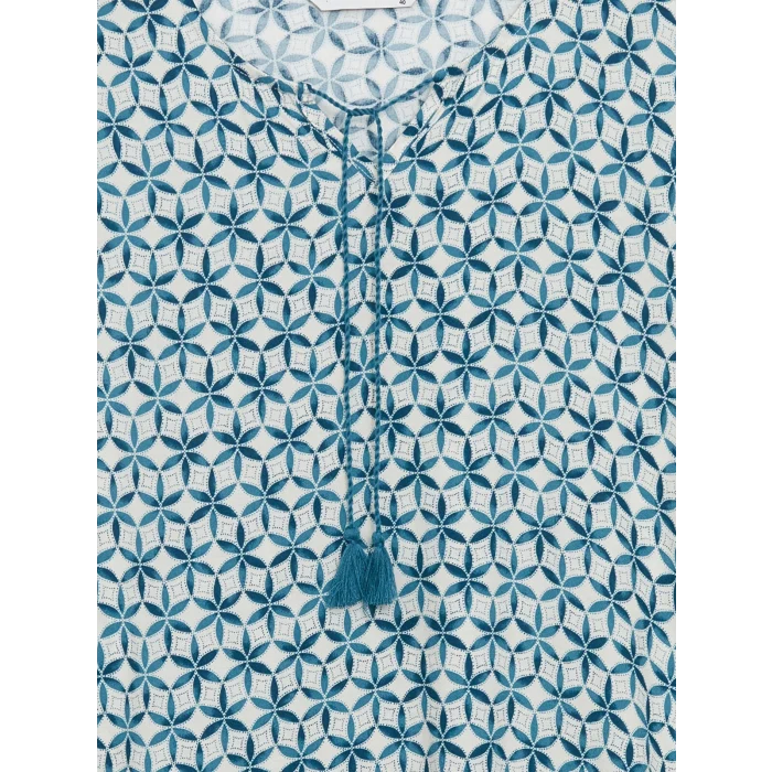 LCW Grace PETROL Bağlamalı Yaka Desenli Kadın Bluz