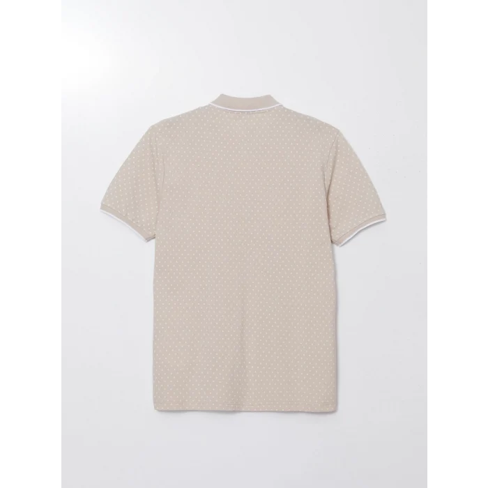 LCWAIKIKI Classic BEJ Polo Yaka Kısa Kollu Desenli Pike Erkek Tişört
