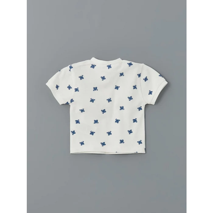 LCW baby EKRU Bisiklet Yaka Baskılı Erkek Bebek Tişört ve Eşofman Alt 2li