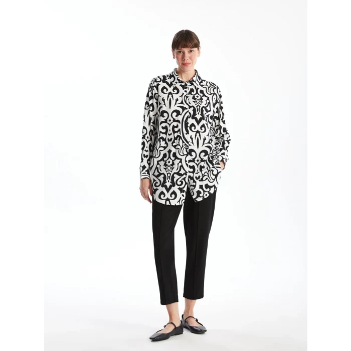 LCWAIKIKI Classic SİYAH Desenli Kadın Gömlek Tunik