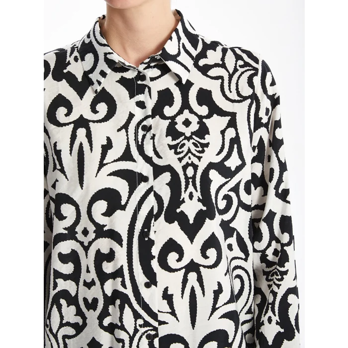 LCWAIKIKI Classic SİYAH Desenli Kadın Gömlek Tunik