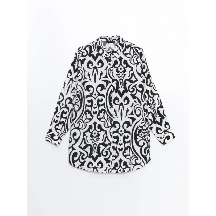 LCWAIKIKI Classic SİYAH Desenli Kadın Gömlek Tunik