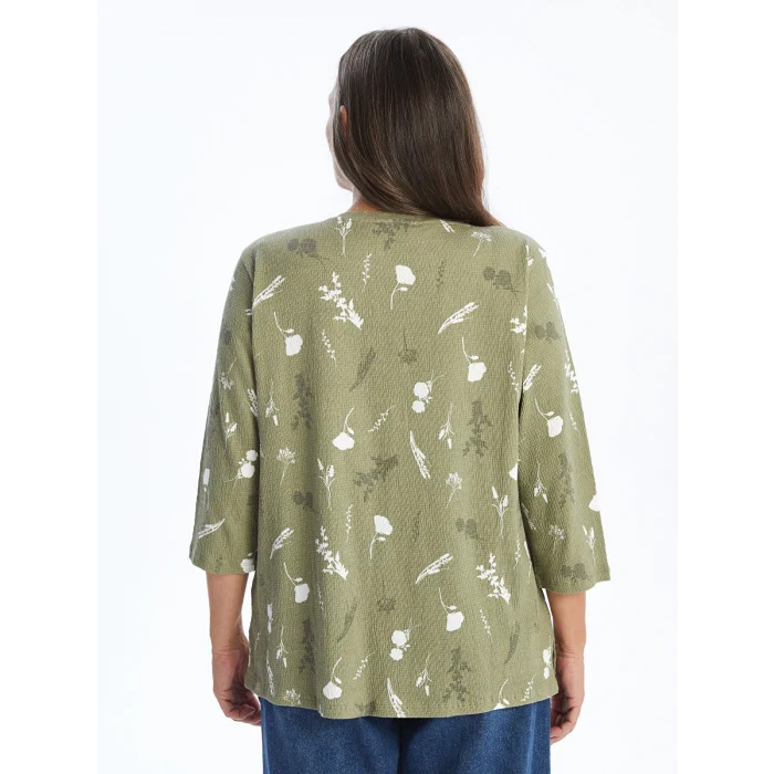 LCW Grace YEŞİL V Yaka Desenli Kadın Bluz