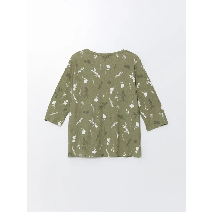 LCW Grace YEŞİL V Yaka Desenli Kadın Bluz