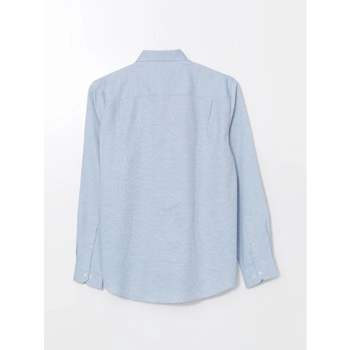 LCWAIKIKI Classic İNDİGO Regular Fit Uzun Kollu Armürlü Erkek Gömlek