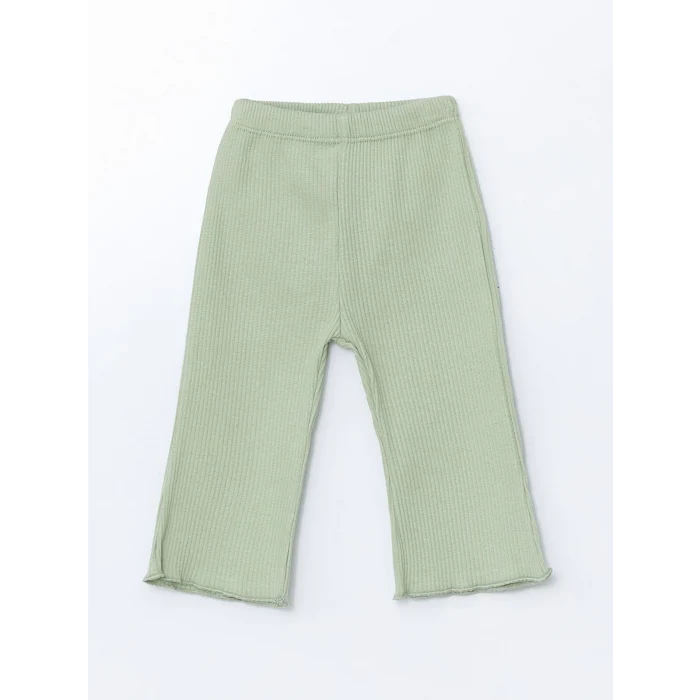 LCW baby EKRU Bisiklet Yaka Çiçekli Kız Bebek Bluz ve Tayt 2li