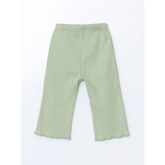 LCW baby EKRU Bisiklet Yaka Çiçekli Kız Bebek Bluz ve Tayt 2li