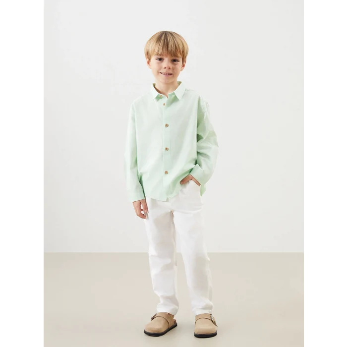 LCW Kids YEŞİL Basic Erkek Çocuk Gömlek ve Pantolon 2li