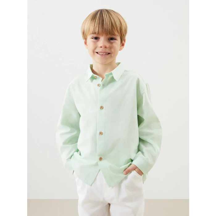 LCW Kids YEŞİL Basic Erkek Çocuk Gömlek ve Pantolon 2li