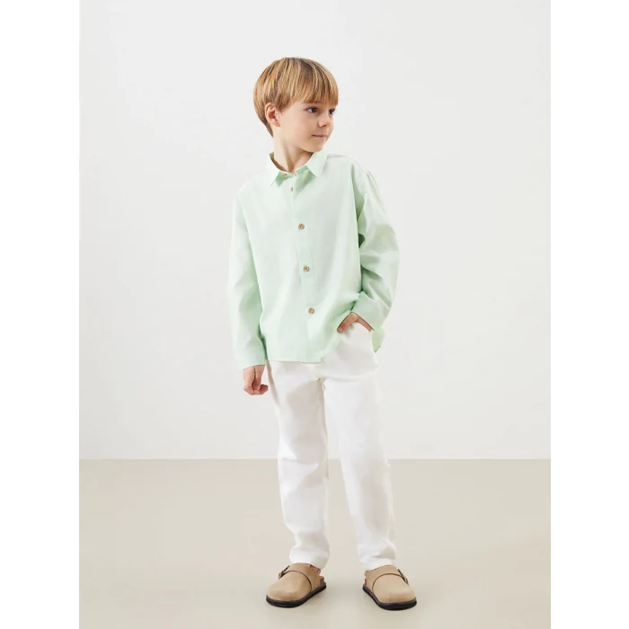 LCW Kids YEŞİL Basic Erkek Çocuk Gömlek ve Pantolon 2li