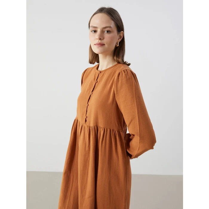 LCW Modest TURUNCU Bisiklet Yaka Kadın Elbise