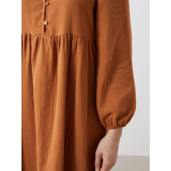 LCW Modest TURUNCU Bisiklet Yaka Kadın Elbise