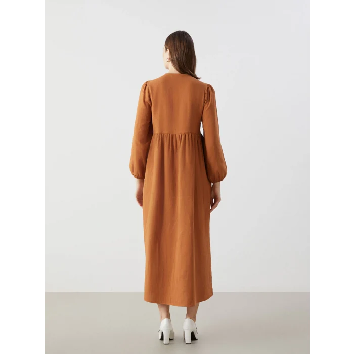 LCW Modest TURUNCU Bisiklet Yaka Kadın Elbise