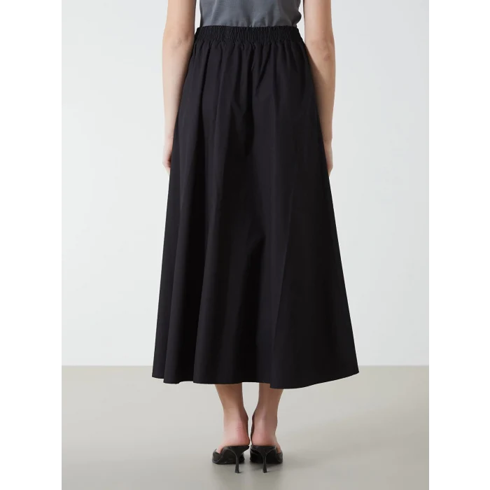 LCW Modest SİYAH Beli Lastikli Kadın Kloş Etek