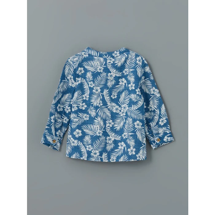 LCW baby MAVİ Hakim Yaka Erkek Bebek Gömlek ve Pantolon 2li