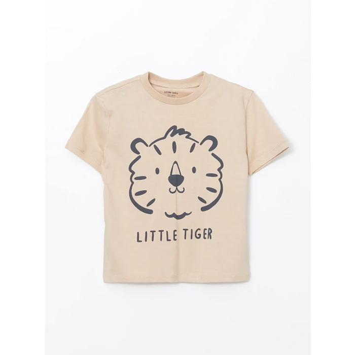 LCW baby BEJ Bisiklet Yaka Erkek Bebek Pijama Takımı