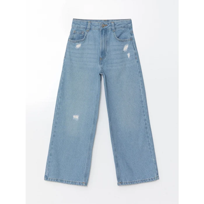 LCW Kids İNDİGO Beli Ayarlanabilir Lastikli Kız Çocuk Jean Pantolon