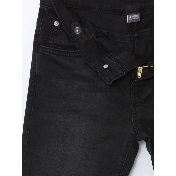 LCW Kids SİYAH Beli Ayarlanabilir Lastikli Erkek Çocuk Jean Pantolon