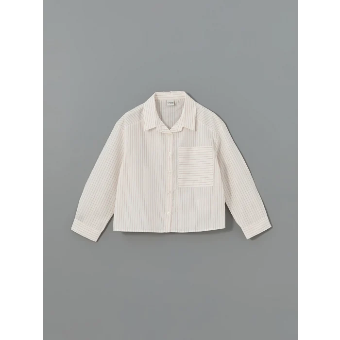 LCW Kids PEMBE Çizgili Kız Çocuk Crop Gömlek