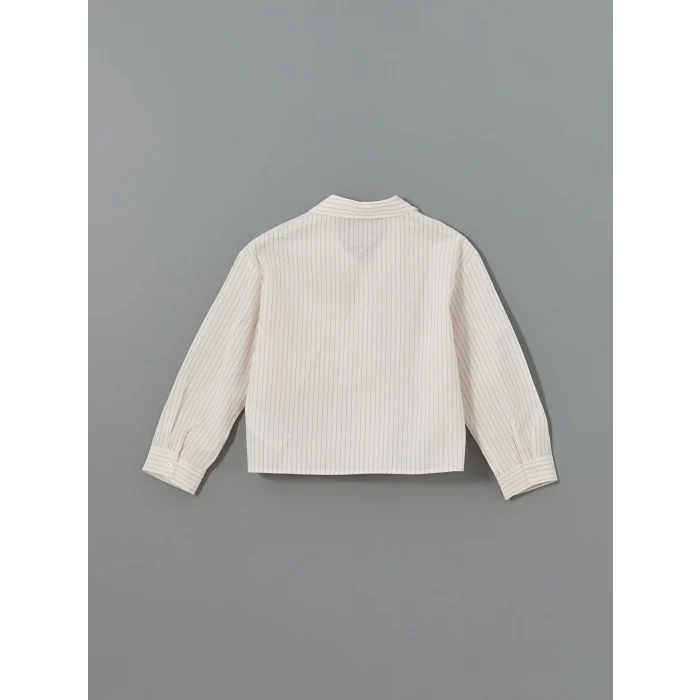 LCW Kids PEMBE Çizgili Kız Çocuk Crop Gömlek