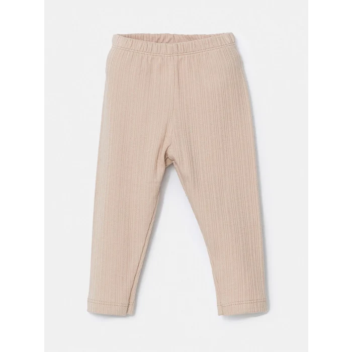 LCW baby BEJ Bebe Yaka Nakışlı Kız Bebek Bluz ve Tayt 2li