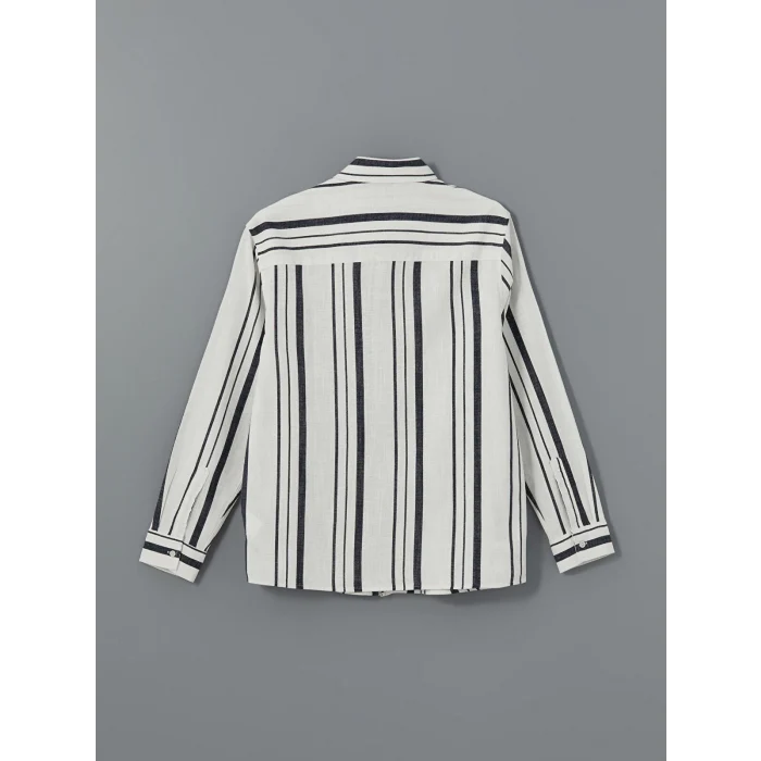 XSIDE LACİVERT Regular Fit Uzun Kollu Çizgili Erkek Gömlek