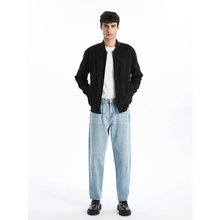 XSIDE SİYAH Standart Kalıp Kolej Yaka Erkek Bomber Mont