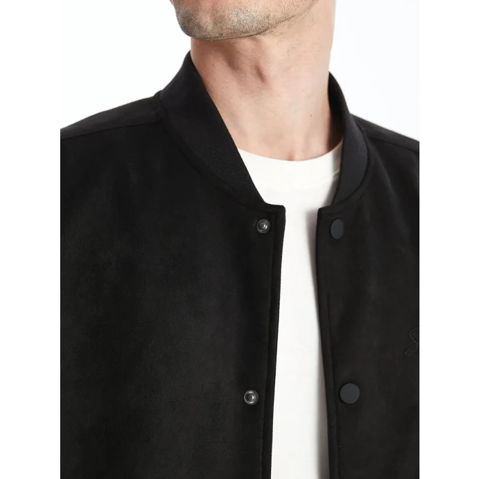 XSIDE SİYAH Standart Kalıp Kolej Yaka Erkek Bomber Mont