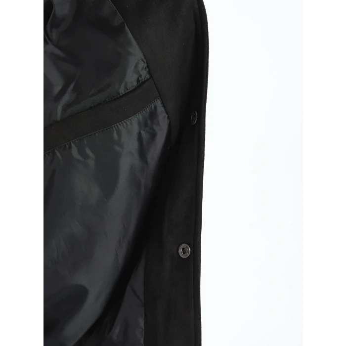 XSIDE SİYAH Standart Kalıp Kolej Yaka Erkek Bomber Mont