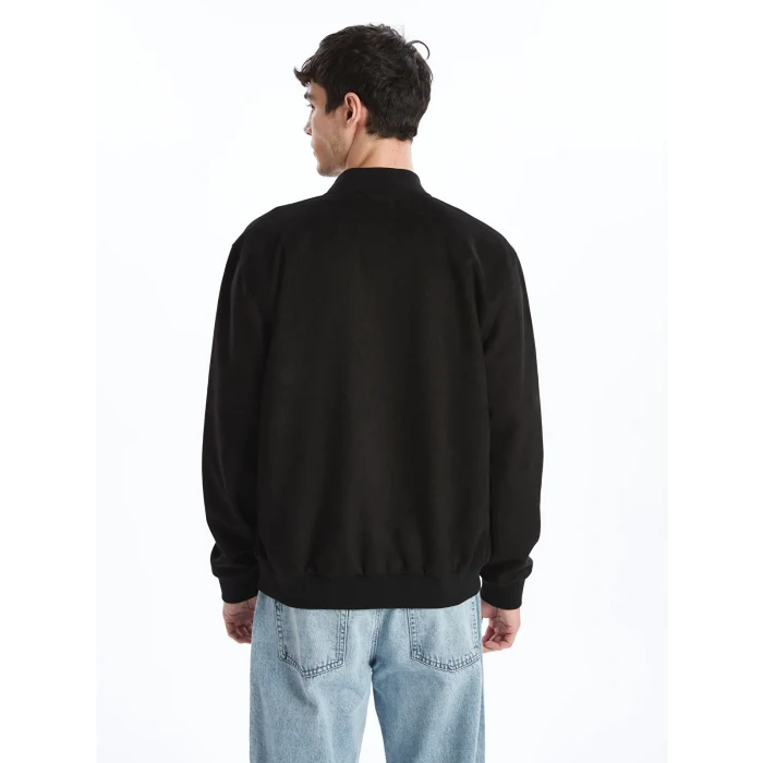 XSIDE SİYAH Standart Kalıp Kolej Yaka Erkek Bomber Mont