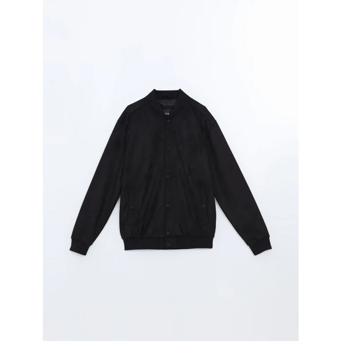 XSIDE SİYAH Standart Kalıp Kolej Yaka Erkek Bomber Mont