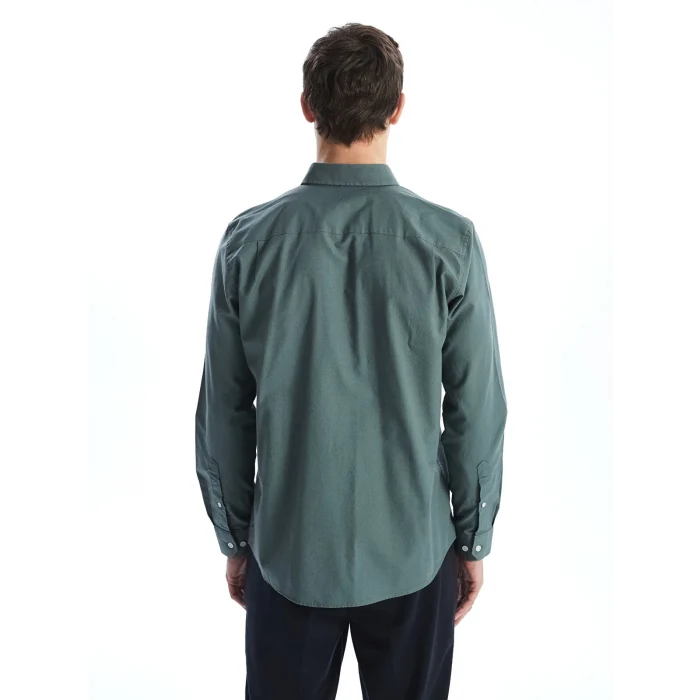 LCWAIKIKI Classic YEŞİL Regular Fit Uzun Kollu Oxford Erkek Gömlek