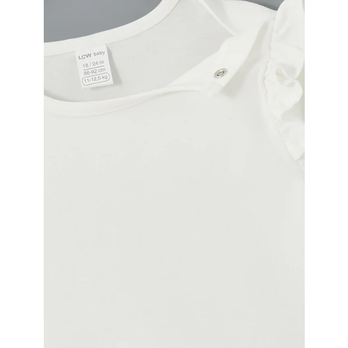 LCW baby İNDİGO Kare Yaka Kız Bebek Jean Salopet Elbise ve Tişört Takım