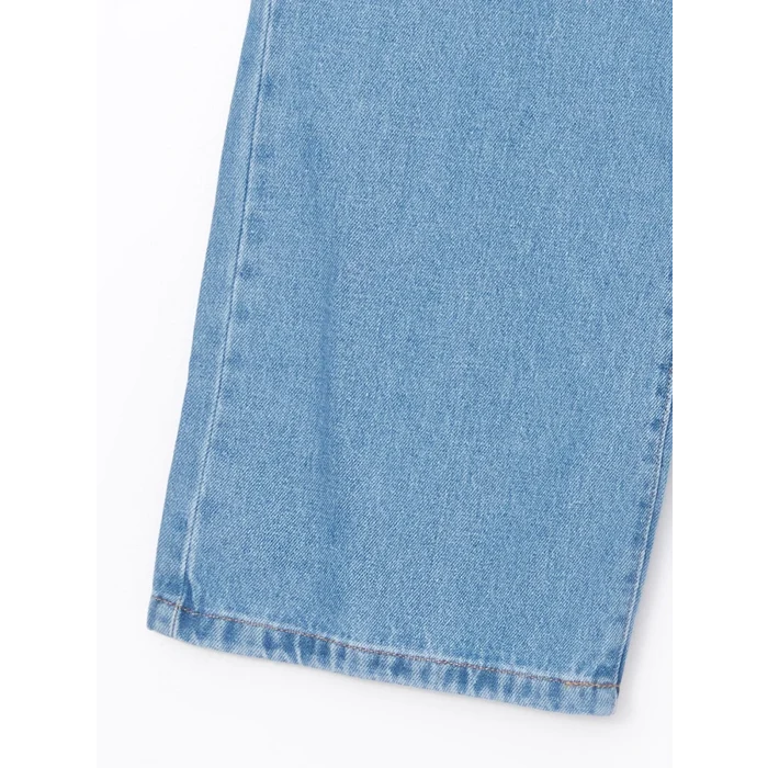 LCW Kids MAVİ Beli Ayarlanabilir Lastikli Çiçekli Kız Çocuk Jean Pantolon