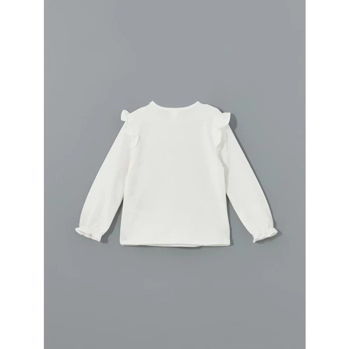 LCW baby İNDİGO Kare Yaka Kız Bebek Jean Salopet Elbise ve Tişört Takım