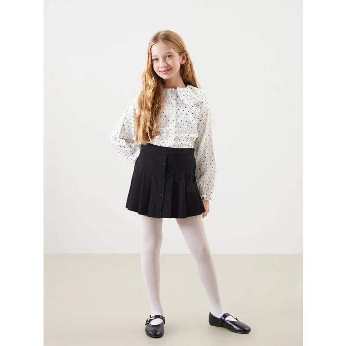 LCW Kids EKRU Bebe Yaka Puantiyeli Kız Çocuk Gömlek