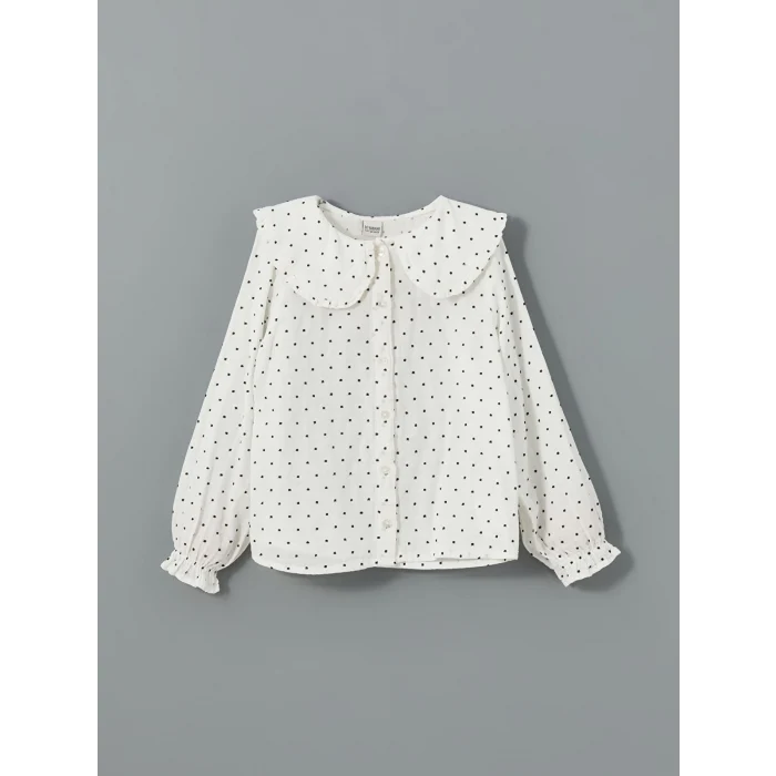 LCW Kids EKRU Bebe Yaka Puantiyeli Kız Çocuk Gömlek