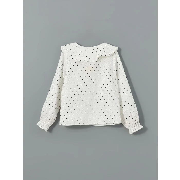 LCW Kids EKRU Bebe Yaka Puantiyeli Kız Çocuk Gömlek