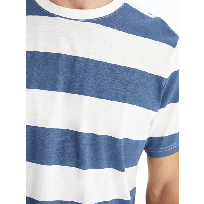 XSIDE İNDİGO Bisiklet Yaka Kısa Kollu Çizgili Penye Erkek Tişört