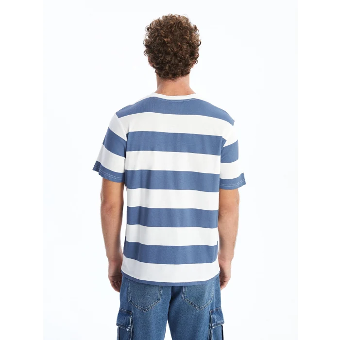 XSIDE İNDİGO Bisiklet Yaka Kısa Kollu Çizgili Penye Erkek Tişört