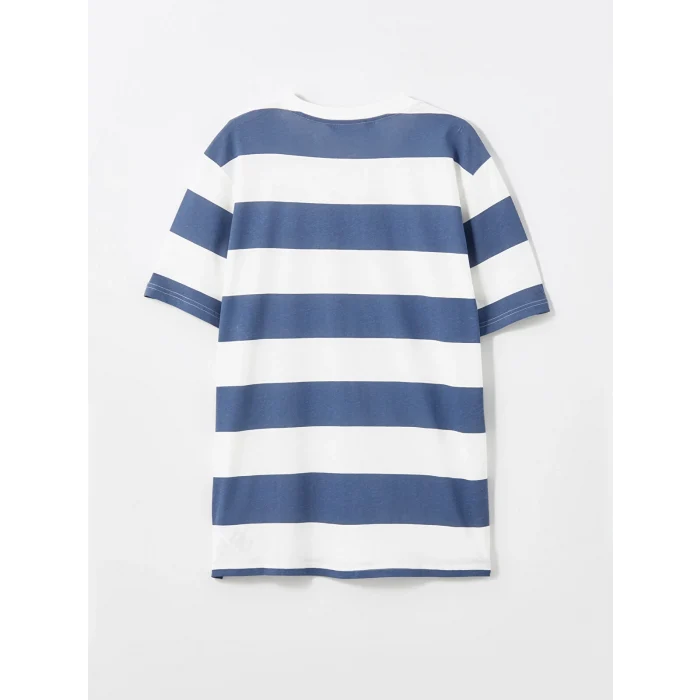 XSIDE İNDİGO Bisiklet Yaka Kısa Kollu Çizgili Penye Erkek Tişört