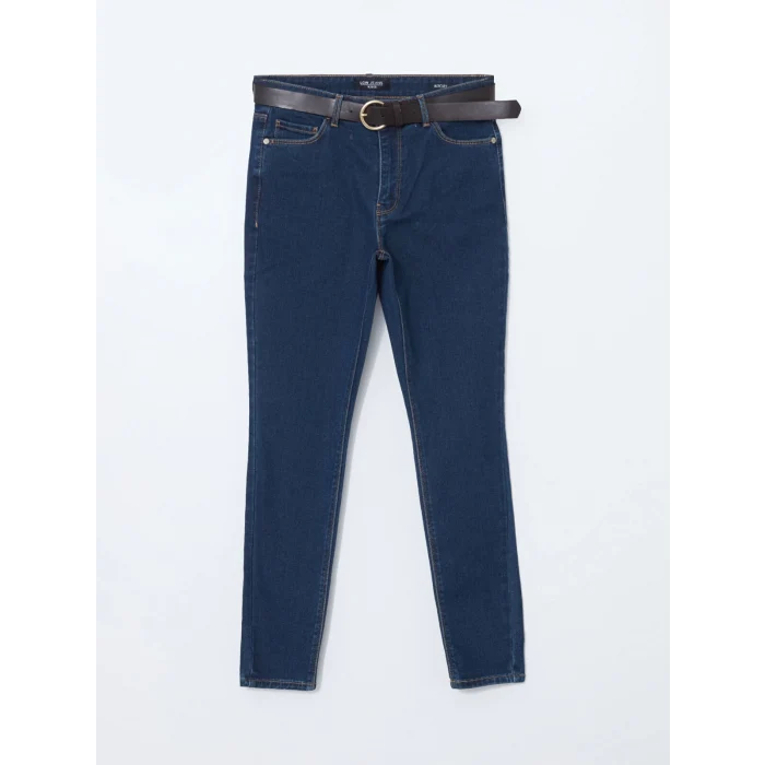 LCW Jeans İNDİGO Beli Kemerli Mercury Skinny Fit Kadın Jean Pantolon